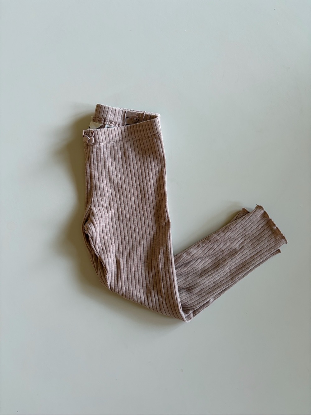 H&M Kids Ribbed Leggings in Taupe